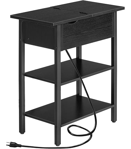 Amazon.com: HOOBRO End Table with Charging Station, Flip Top Side